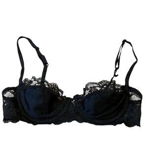 Dolores Poirette Black Lace Bra 34B Underwire Lingerie Vintage Union Made